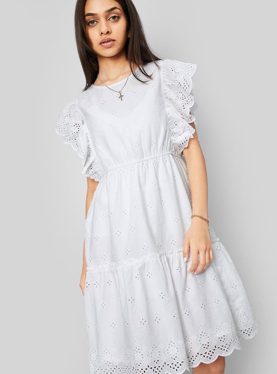 Girls Schiffli Tiered Dress