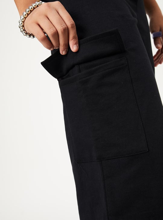 Girls Solid Elasticated Cargo Pants