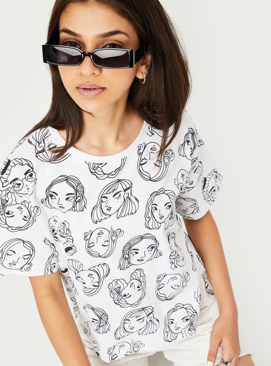 Girls Printed Boxy Crop T-shirt