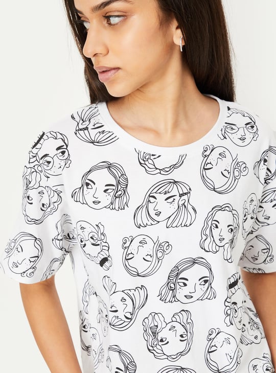 Girls Printed Boxy Crop T-shirt