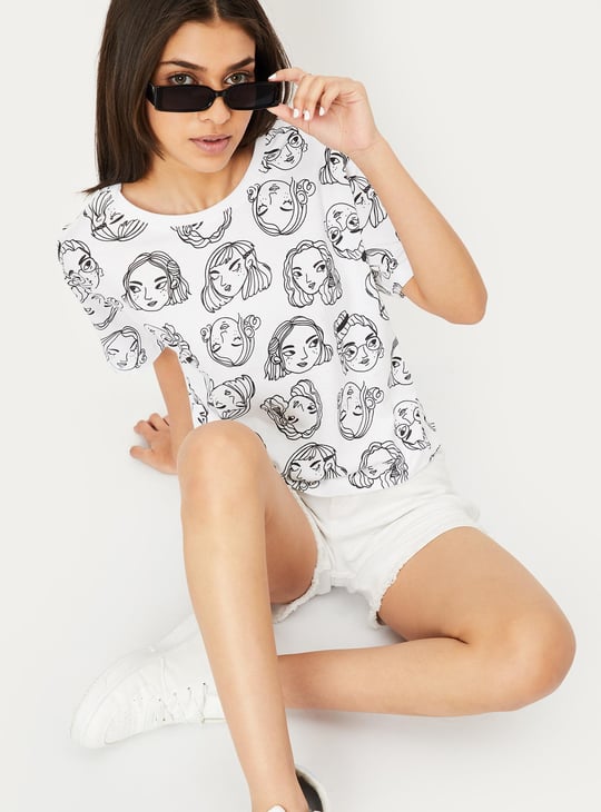 Girls Printed Boxy Crop T-shirt
