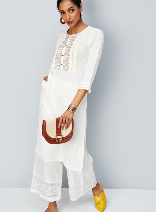 Women Embroidered Yoke Kurta with Pocket