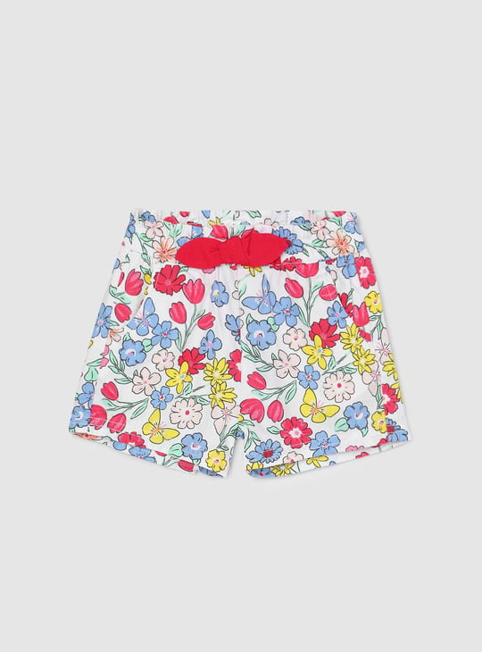 Girls Floral Printed Knit Shorts