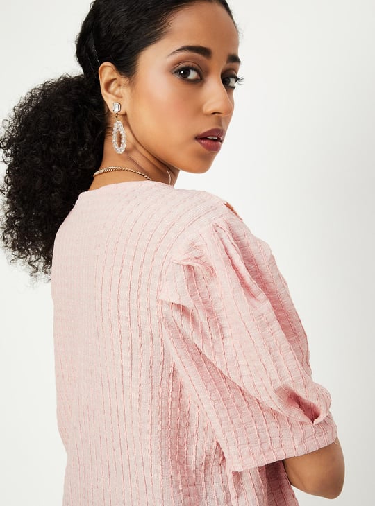 Women Textured Peter Pan Collar Top