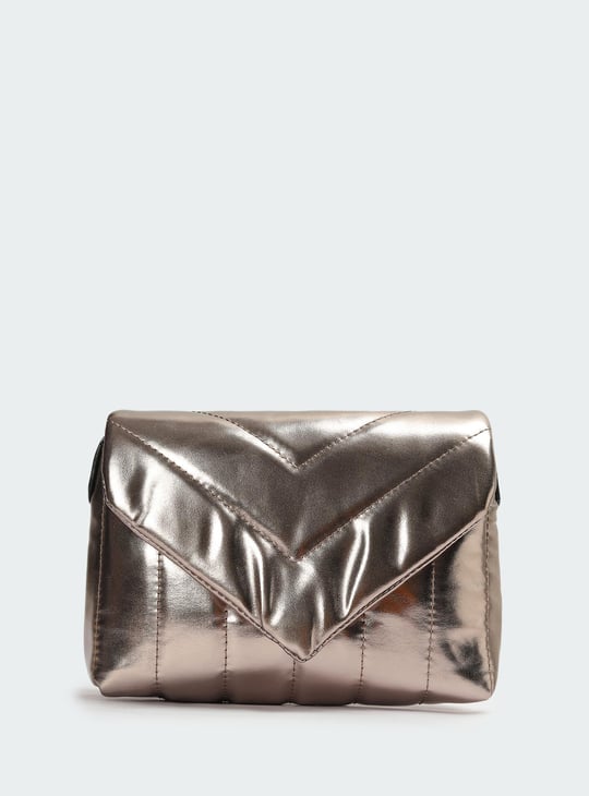 Women Quilted Metalic Sling Bag