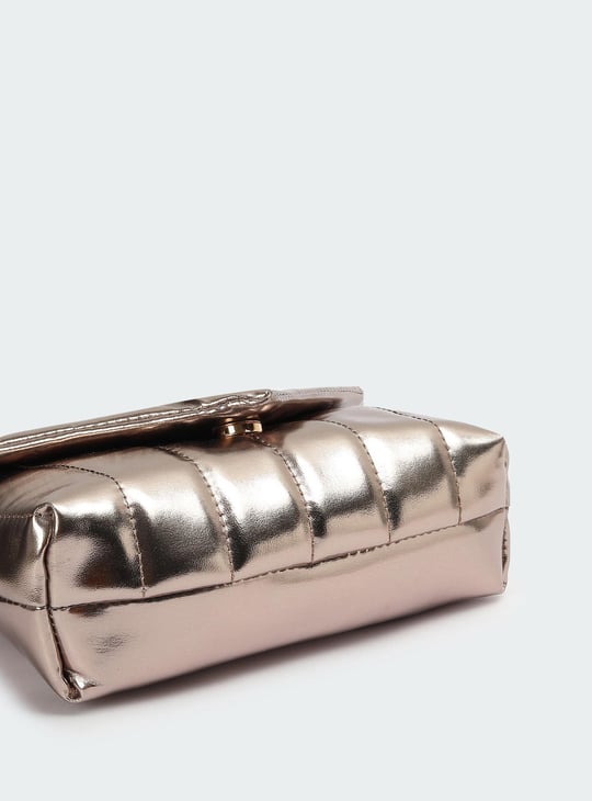 Women Quilted Metalic Sling Bag