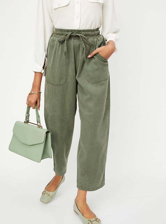 Women Solid Ankle-Length Trousers