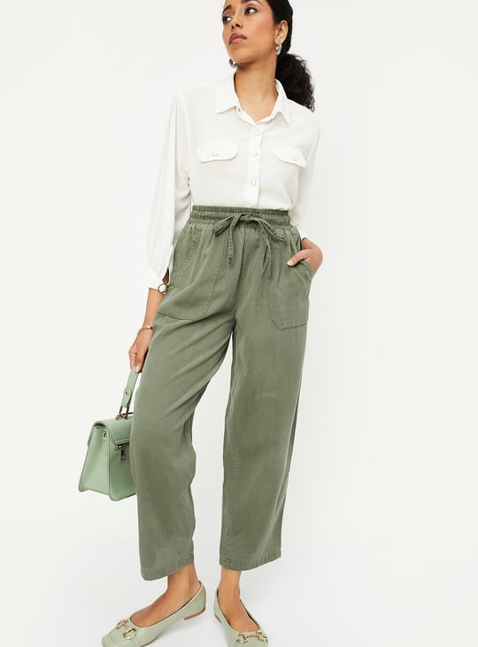 Women Solid Ankle-Length Trousers
