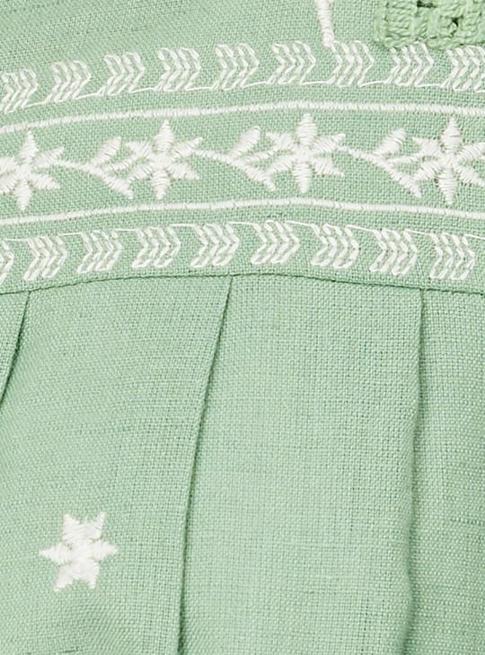 Women Embroidered Blouson Sleeve Blouse