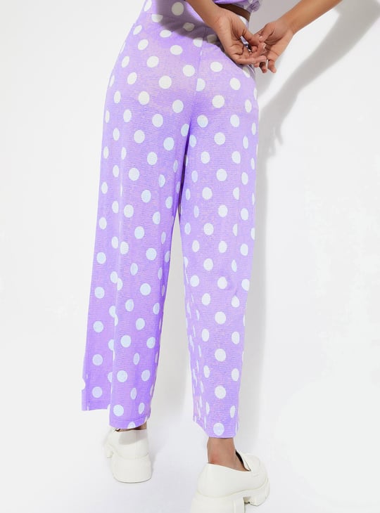 URB_N Women Polka Dot Knitted Trousers