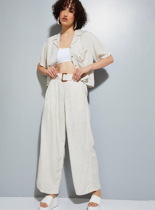 URB_N Women Textured Wide Leg Pants