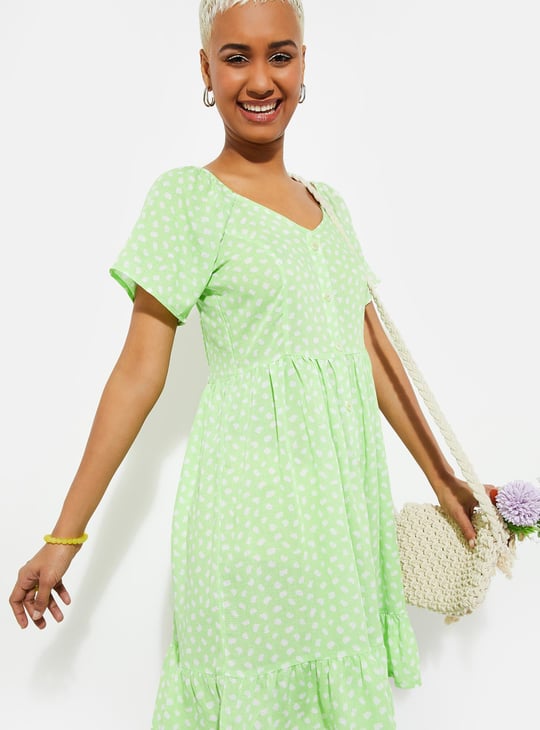 URB_N Women Printed A-line Dress