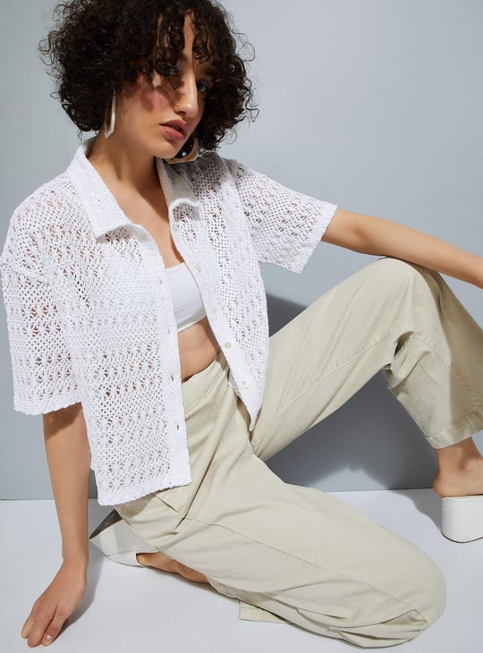 URB_N Women Crochet Knit Shirt