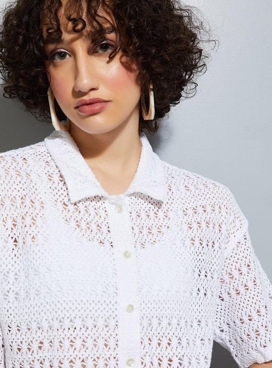 URB_N Women Crochet Knit Shirt