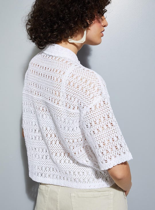 URB_N Women Crochet Knit Shirt