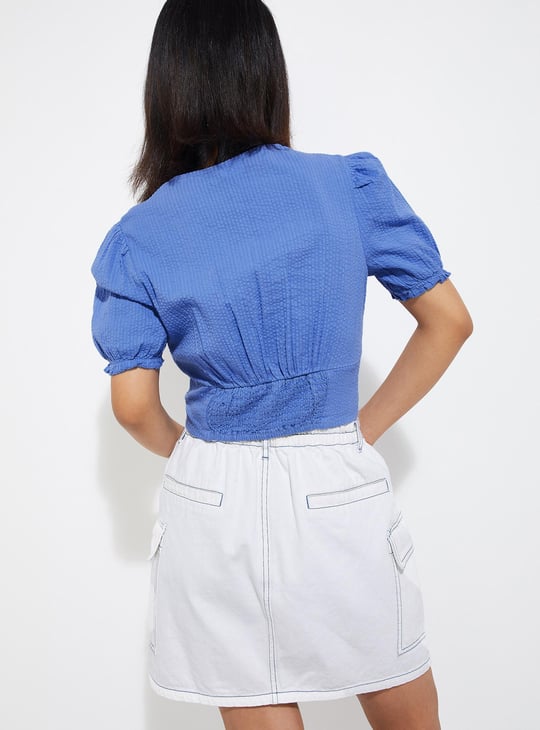 URB_N Women Seersucker Crop Top