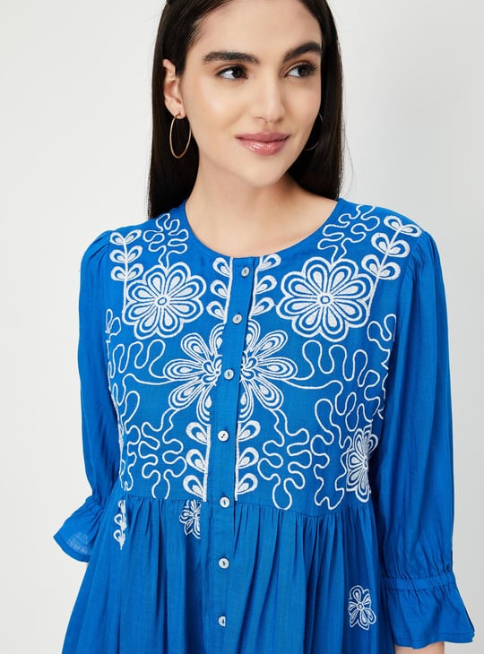 Women Embroidered Midi Boho Dress