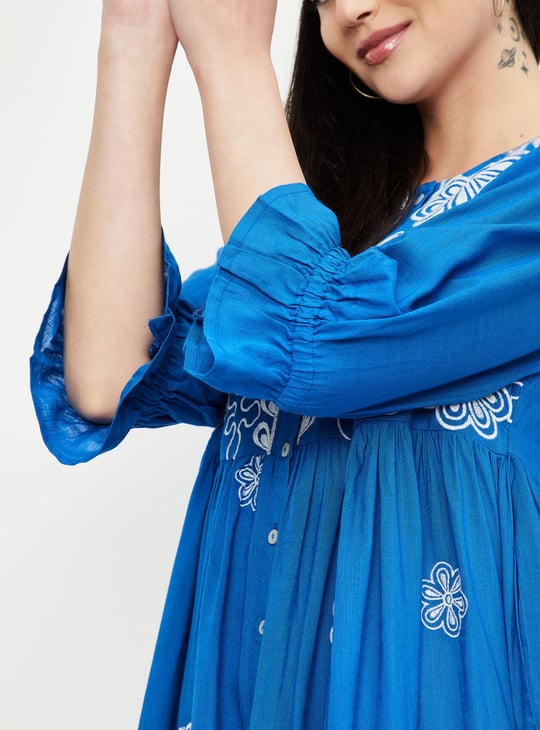 Women Embroidered Midi Boho Dress