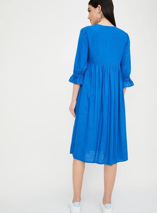 Women Embroidered Midi Boho Dress