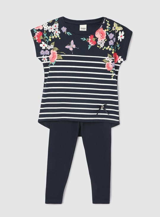 Girls Printed T-shirt and Leggings Set