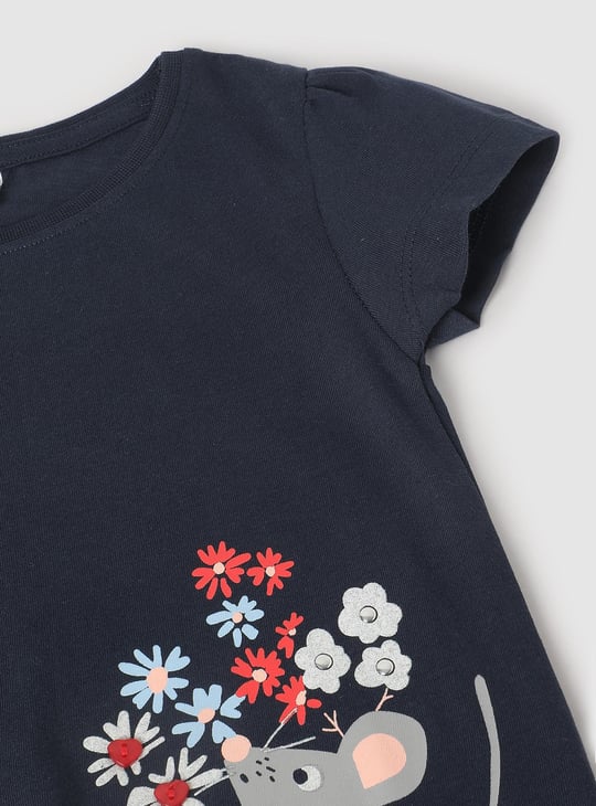 Girls Graphic Printed Longline T-shirt with Pockets