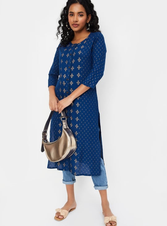 Women Foil Printed Straight Kurta