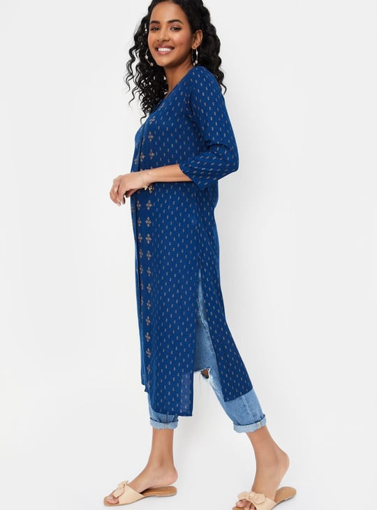 Women Foil Printed Straight Kurta