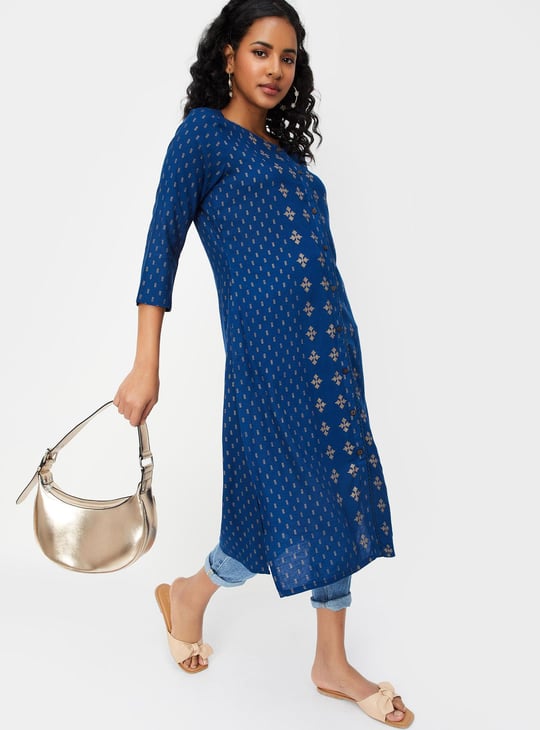 Women Foil Printed Straight Kurta