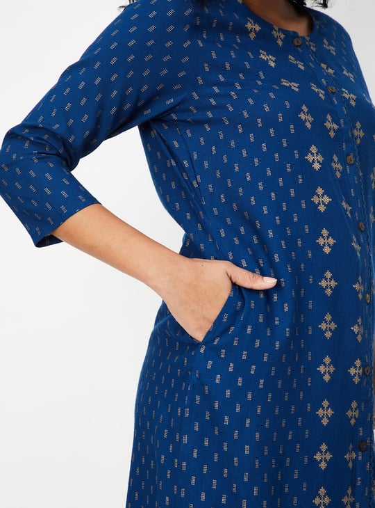 Women Foil Printed Straight Kurta