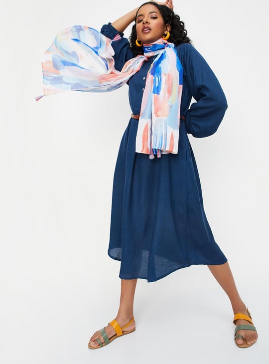 Women Printed Scarf with Tassels