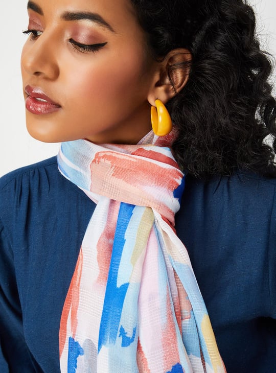 Women Printed Scarf with Tassels