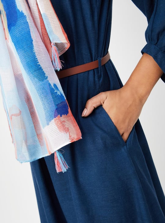 Women Printed Scarf with Tassels