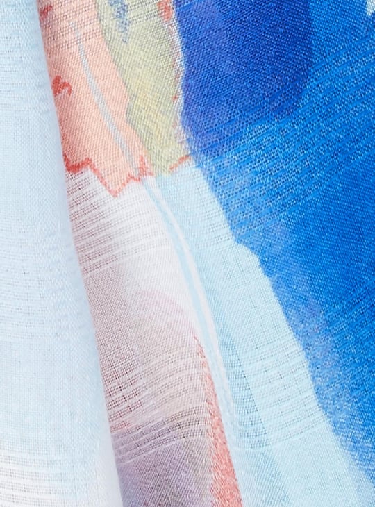 Women Printed Scarf with Tassels