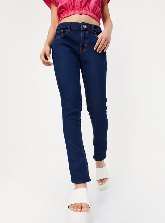 Girls Slim Fit Solid Jeans