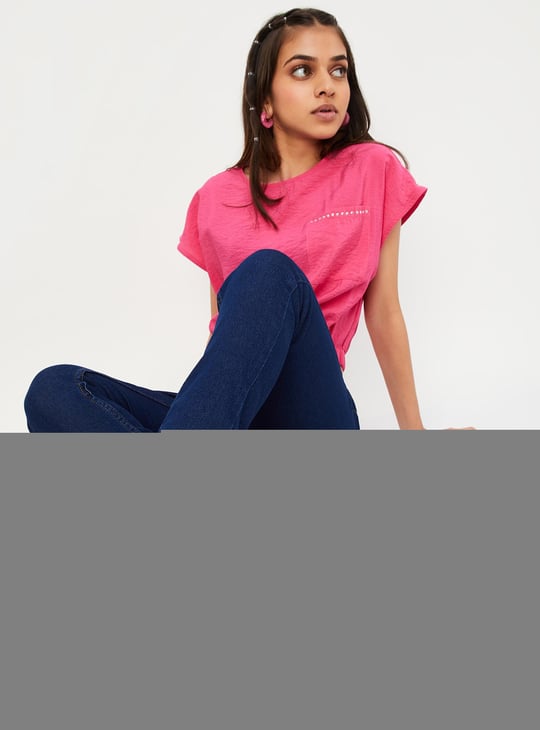 Girls Slim Fit Solid Jeans