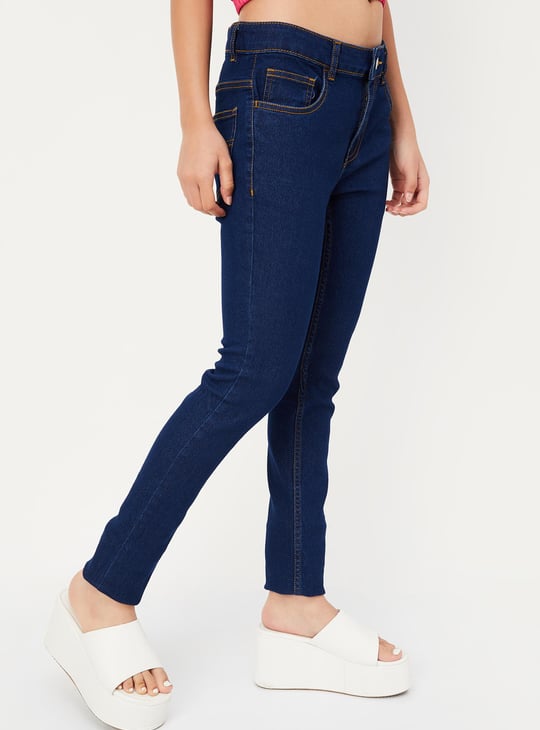 Girls Slim Fit Solid Jeans