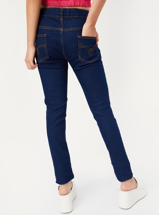 Girls Slim Fit Solid Jeans