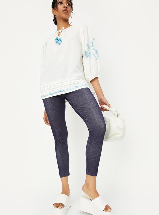 Women Solid Crop Jeggings