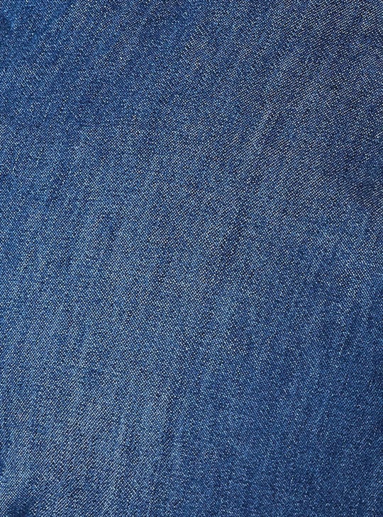 Women Solid Denim Midi Dress