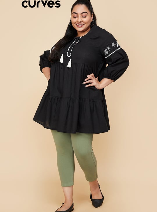 Women Embroidered Tiered Tunic