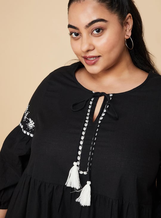 Women Embroidered Tiered Tunic