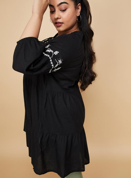 Women Embroidered Tiered Tunic
