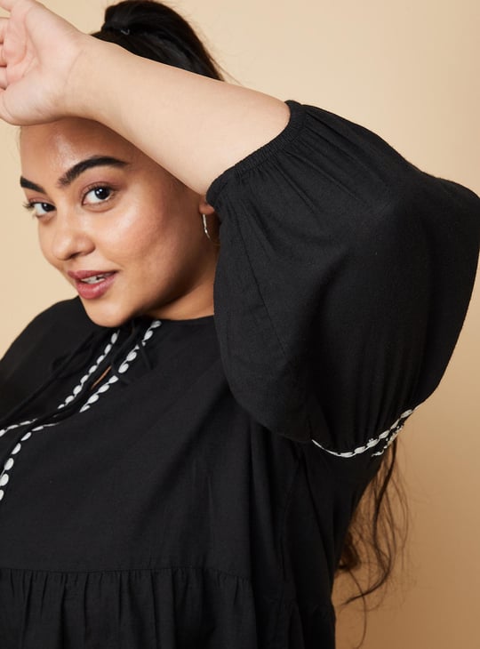 Women Embroidered Tiered Tunic