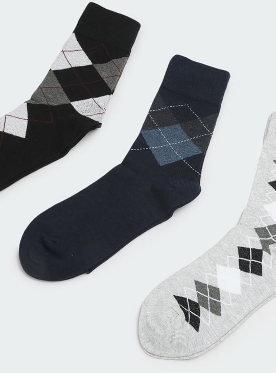 Men Argyle Crew Length Socks - Pack of 3