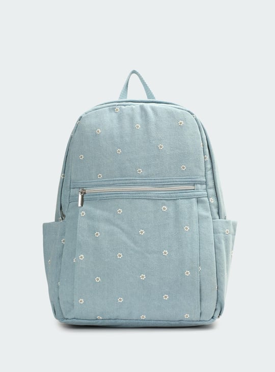 Women Embroidered Denim Backpack