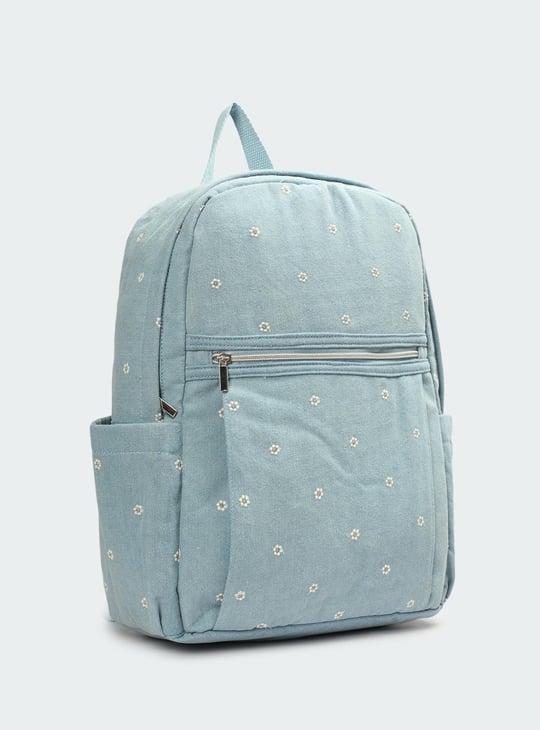 Women Embroidered Denim Backpack