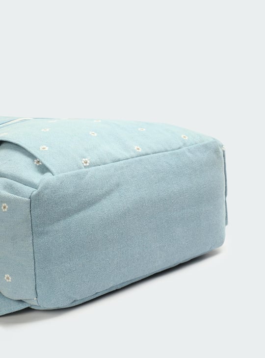 Women Embroidered Denim Backpack