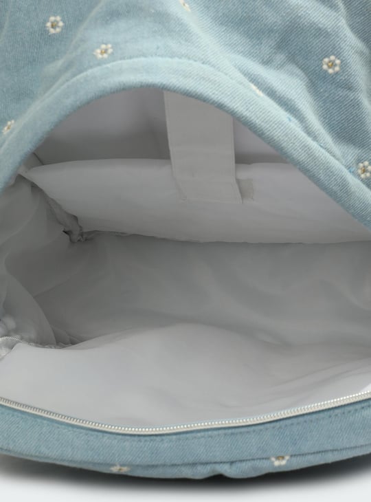 Women Embroidered Denim Backpack