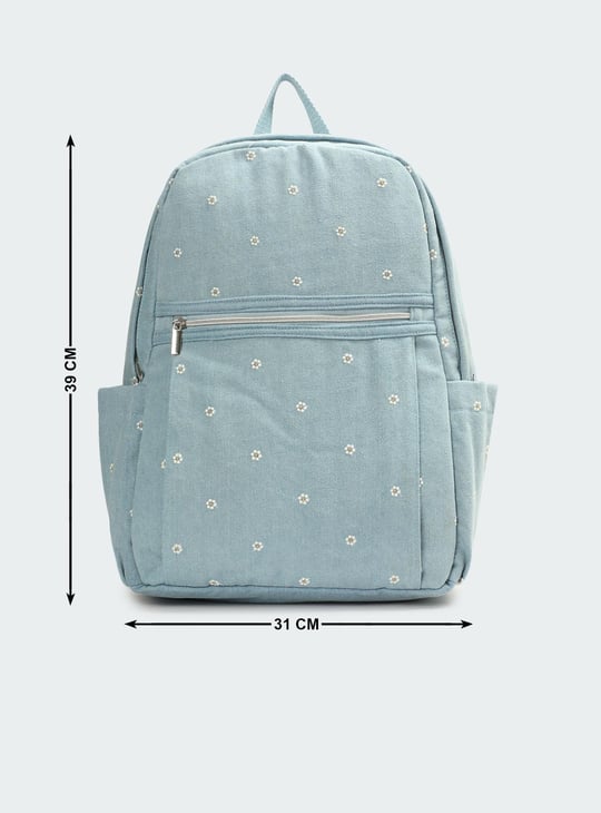 Women Embroidered Denim Backpack
