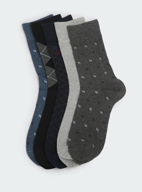 Men Printed Crew length Socks - Pack of 5